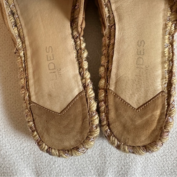 J/SLIDES Sandals Suede Espadrille Slide Tan Bow Size 8 - Picture 12 of 16
